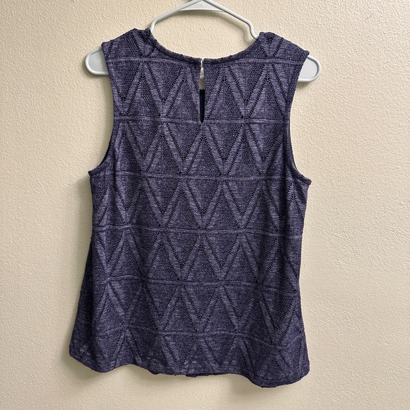 Peck & Peck Laser Cut Sleeveless Top Size Medium Blue Lined - Picture 4 of 9